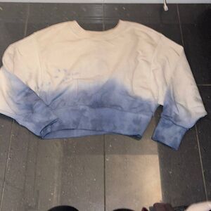 Size Small Blue + Cream Ombre Dipped Crop Sweater